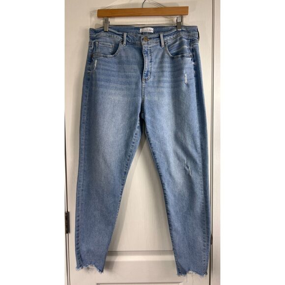 Loft Women's Skinny Jeans High Rise Distressed Light Wash Stretch Size 32 / 14 - Picture 1 of 12